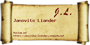Janovits Liander névjegykártya